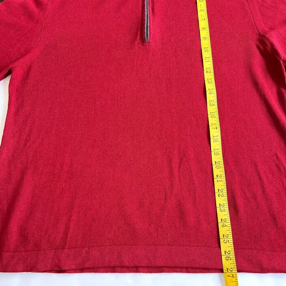 Mens Banana Republic Silk Cashmere Half Zip Pullover Sweater Red Sz L Preppy